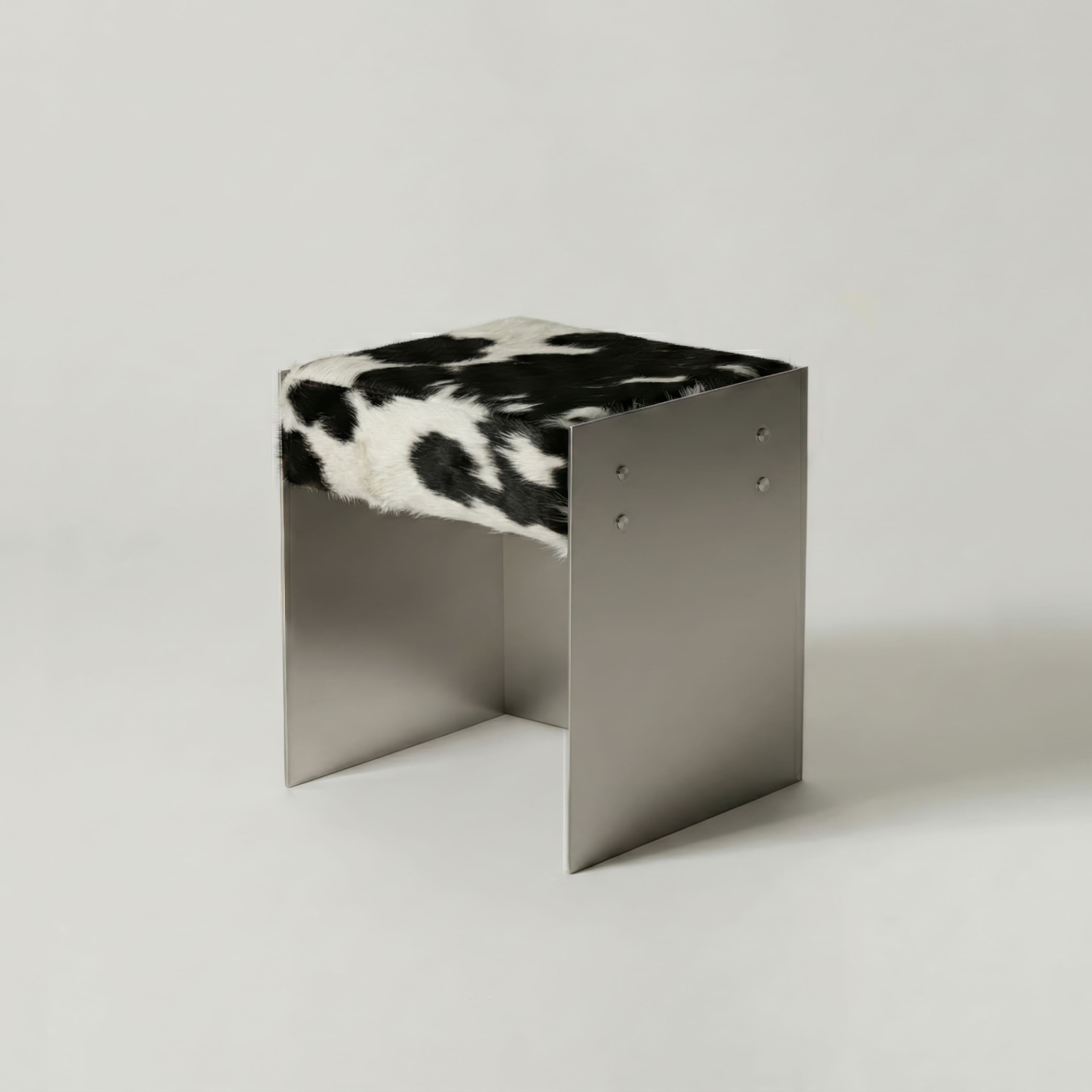 Scobel Paslanmaz Çelik - Sığır Derisi Puf / Tabure