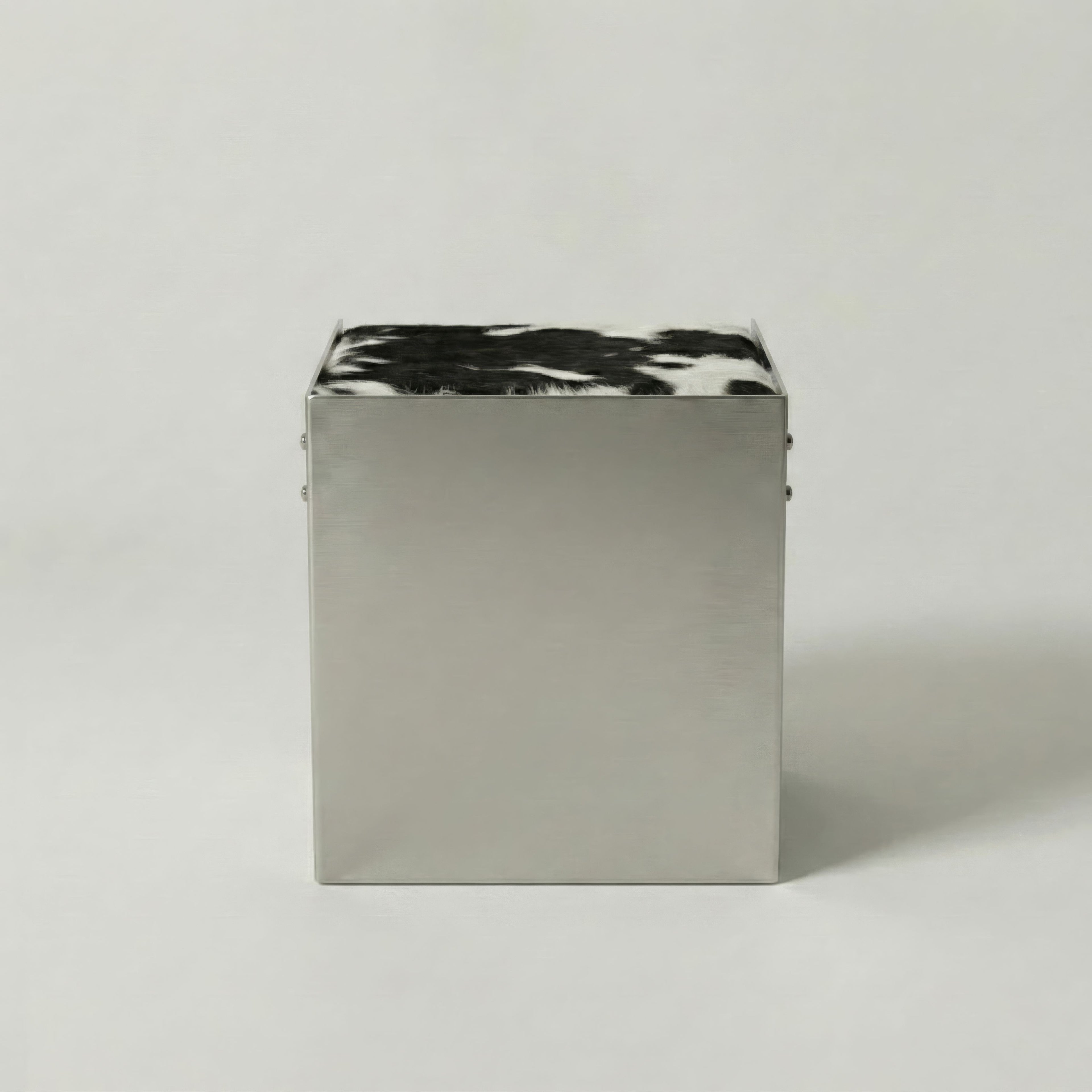 Scobel Paslanmaz Çelik - Sığır Derisi Puf / Tabure