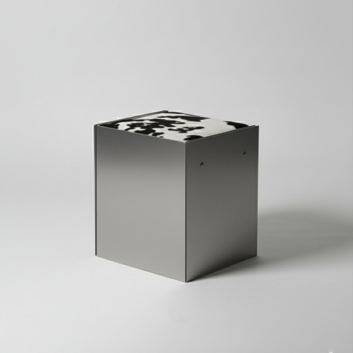 Scobel Paslanmaz Çelik - Sığır Derisi Puf / Tabure