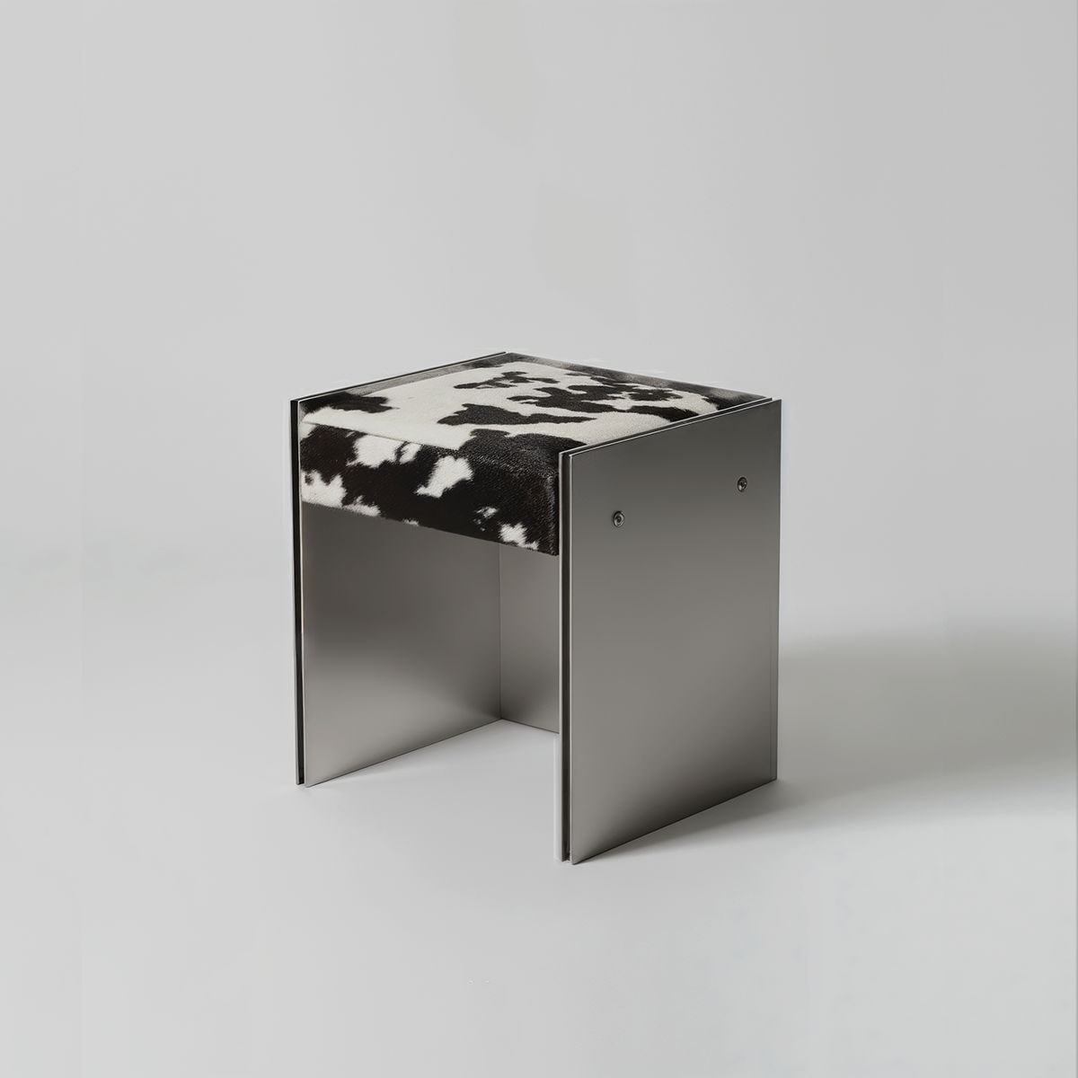Scobel Paslanmaz Çelik - Sığır Derisi Puf / Tabure